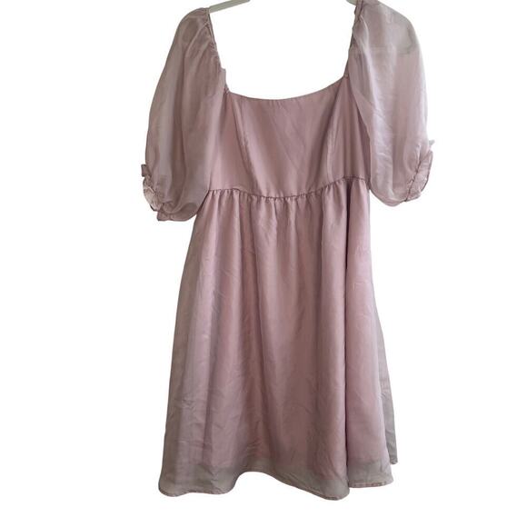 things between Dresses & Skirts - Things Between Dusty Rose Size Medium Mini Peasant Dress Puff Sleeves